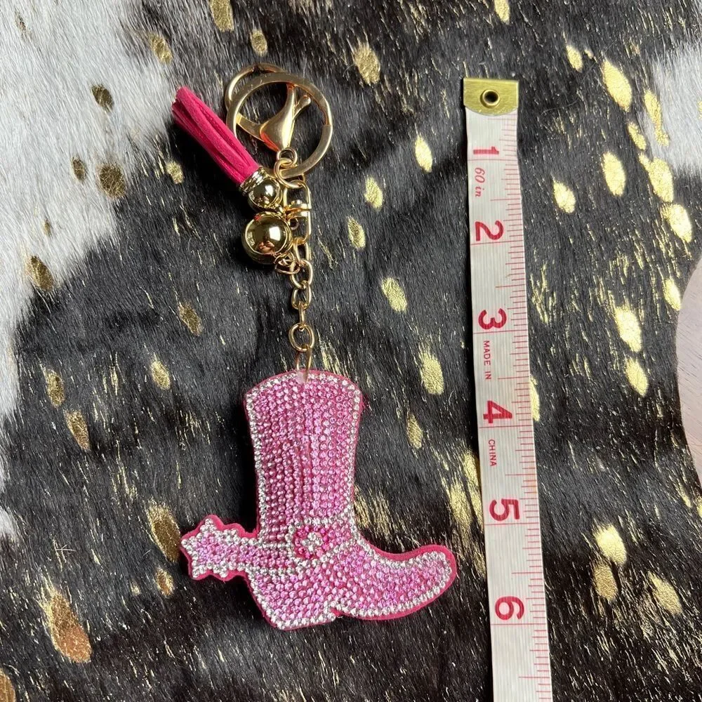 Blinged Pink Cowgirl Boot Keychain. - Picture 1 of 2